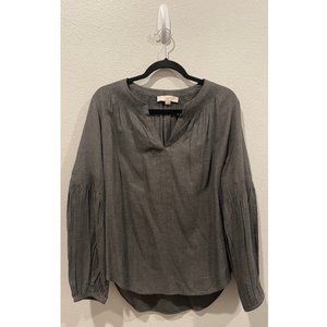LOFT Gray Long Sleeve V-Neck Shirt